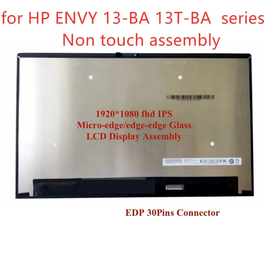 

Laptop LCD Screen Assembly replacement non touch version For HP Envy 13-BA 13T-BA TPN-C145 FHD 1080P edp 30Pins LED Display