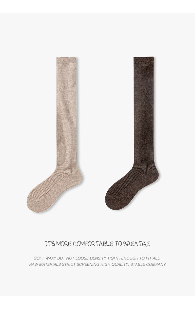 Wollmischung, 60 cm lange Strümpfe für Damen, gestrickte lange Socken, Baumwolle, gerippt, für den Winter, warme hohe Socken für zu Hause, 1 Paar, weich, für den Urlaub – Detail 2