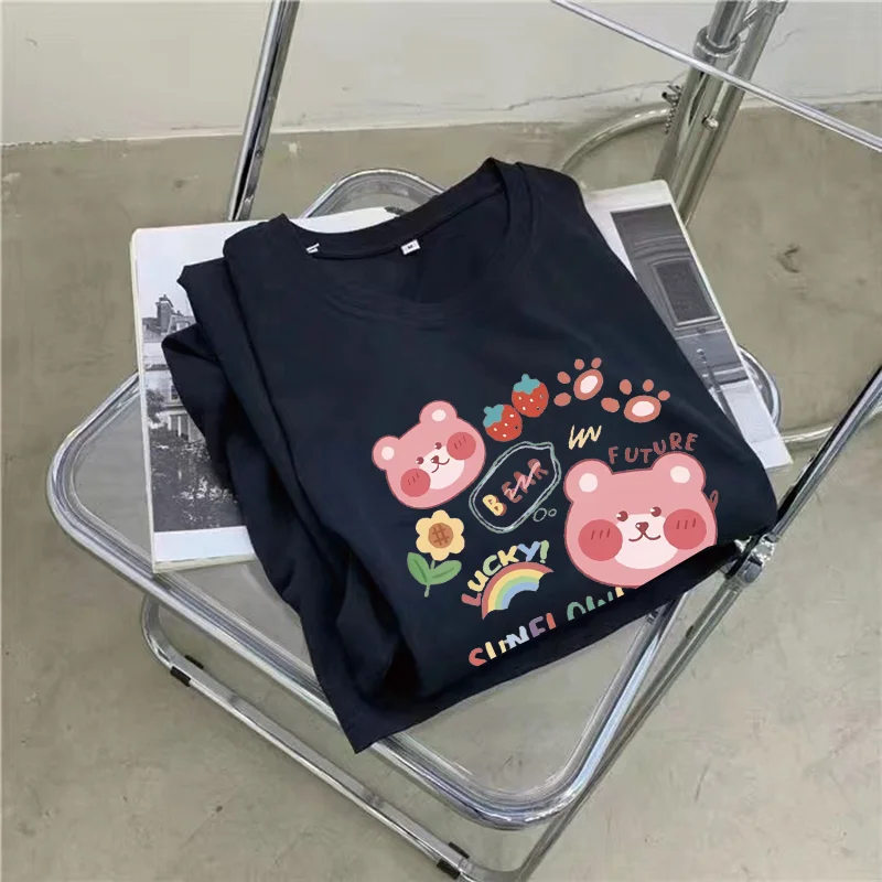 Sommer Neue Lose Kleid Frauen Casual Mode Cartoon Spaß Nette Bär Drucken Rundhals Kurzen ärmeln Kleid für Schwangere frauen – Detail 5