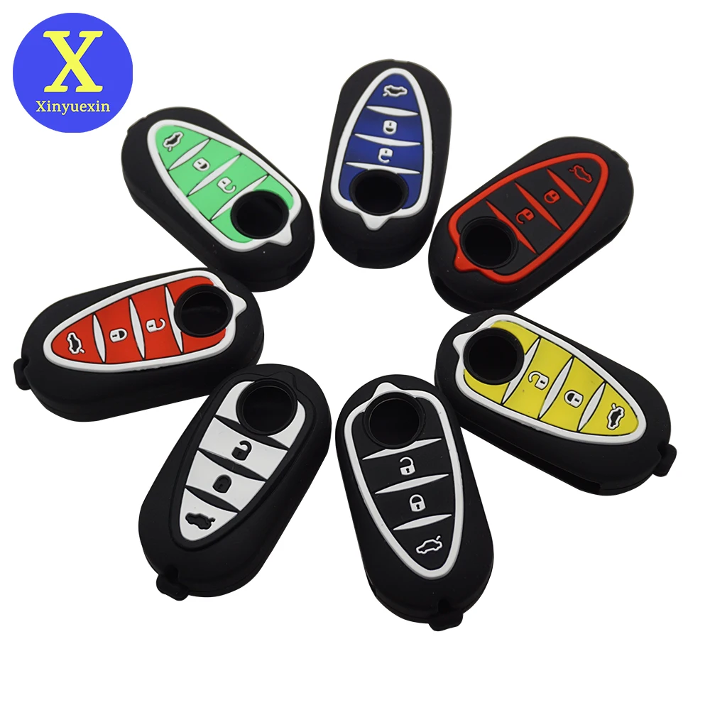 Xinyuexin Silicone Car Key Cover Case For Alfa Romeo 4C Mito Giulietta Myth 159 GTO GTA Flip Remote Car Key Jacket Car-stying