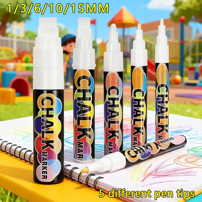 

White liquid chalk blackboard pen for doodling erasable advertisement fluorescent board pen dust-free and won't dirty your hands