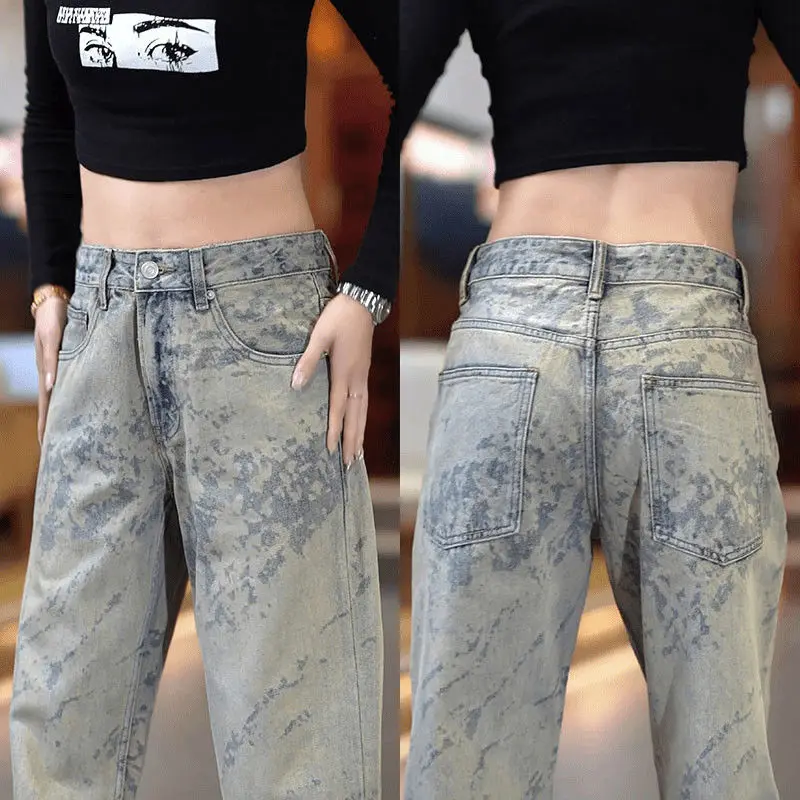 

Новые мужские джинсы 2025 года в винтажном стиле, весна-лето, тонкие, в американском стиле, трендовые, свободные, прямого кроя, универсальные, длинные брюки