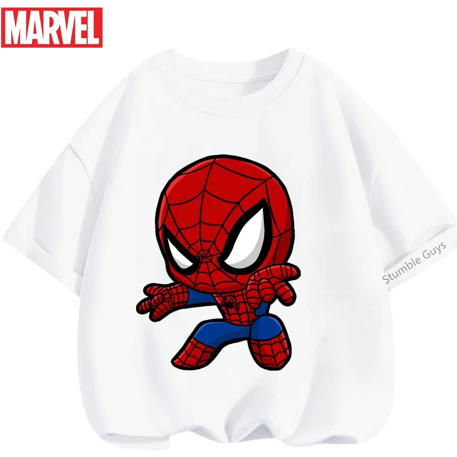 

Летняя одежда с изображением Человека-паука для мальчиков, футболка с изображением Человека-паука для девочек, повседневные детские топы с принтом Marvel для детей от 3 до 14 лет