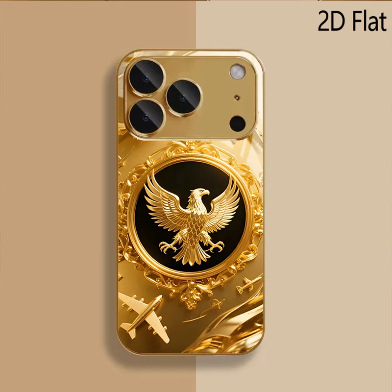 Golden Wing Patterned tempered glass design for iPhone16 17 Pro Max 15 14 13 12 11 ProMax Phone Case Camera Cover Shockproof H view 2