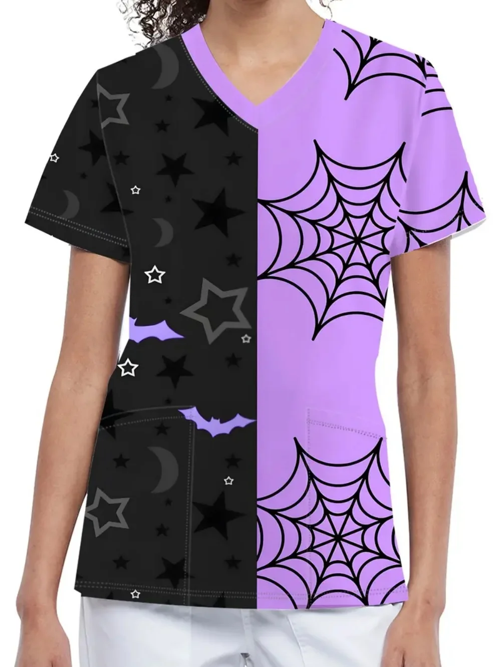 Uniforme chirurgical d'halloween pour femmes, motifs de citrouille, imprimé heureux, col en v, soins infirmiers, cadeau pour uniforme clinique du personnel médical