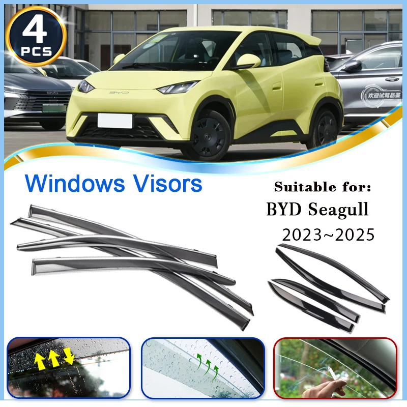 

Car Window Visors For BYD Seagull Dolphin Mini 2023 2024 2025 Rain Proof Window Deflector Windshields Guards Awnings Accessories