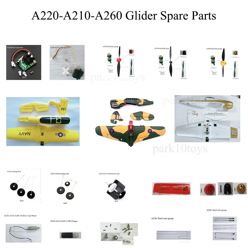 WLtoys XK A220 A210 A260 RC Glider spare parts Remote control Propeller motor main board steering gear fan blade frame