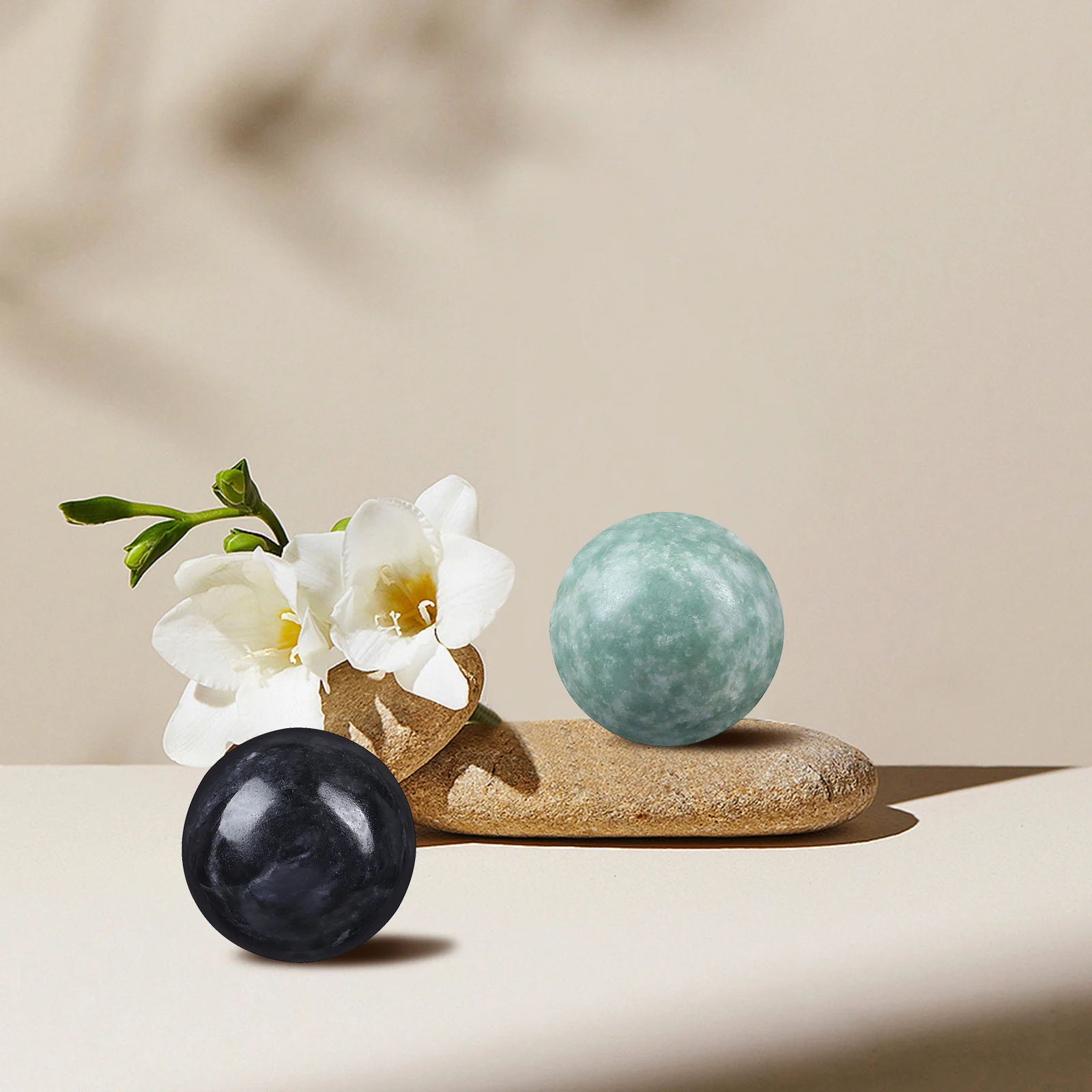2 juegos de bolas de masaje de mármol para ejercicio de salud de manos y alivio del estrés, bolas de masaje para Fitness, bolas de mano de mármol