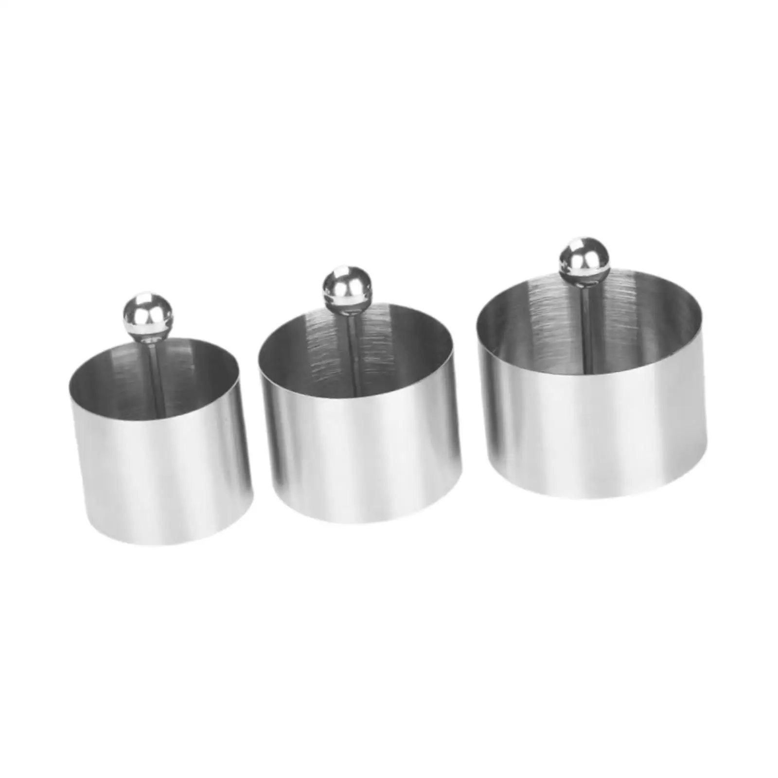 Silver Round Cake Ring Molds with Handle Professional Cupcake Mousse Rings for Shaping Sushi Rice Ball Desserts