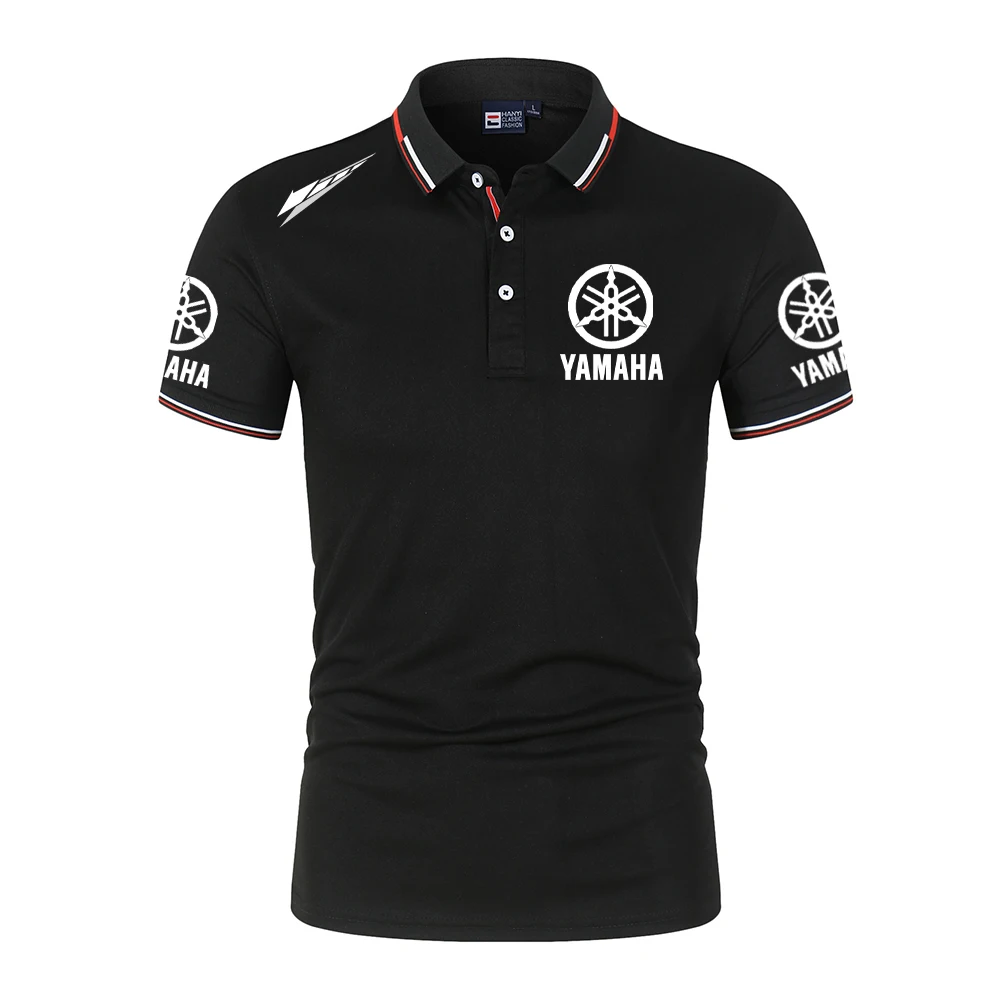 Yamaha logo Racing motorcycle racing team competition outdoor sports men's lapel button polo shirt