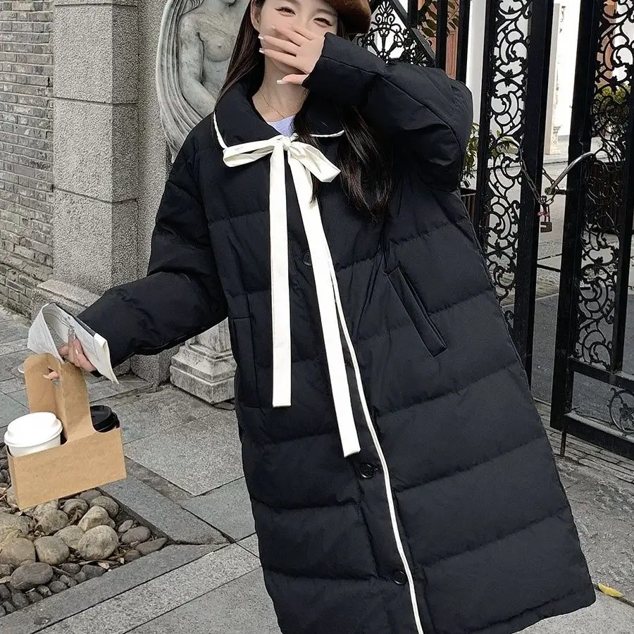 Winter New Women's Down Jacket Loose Commuter Splicing Straight Tube Coat