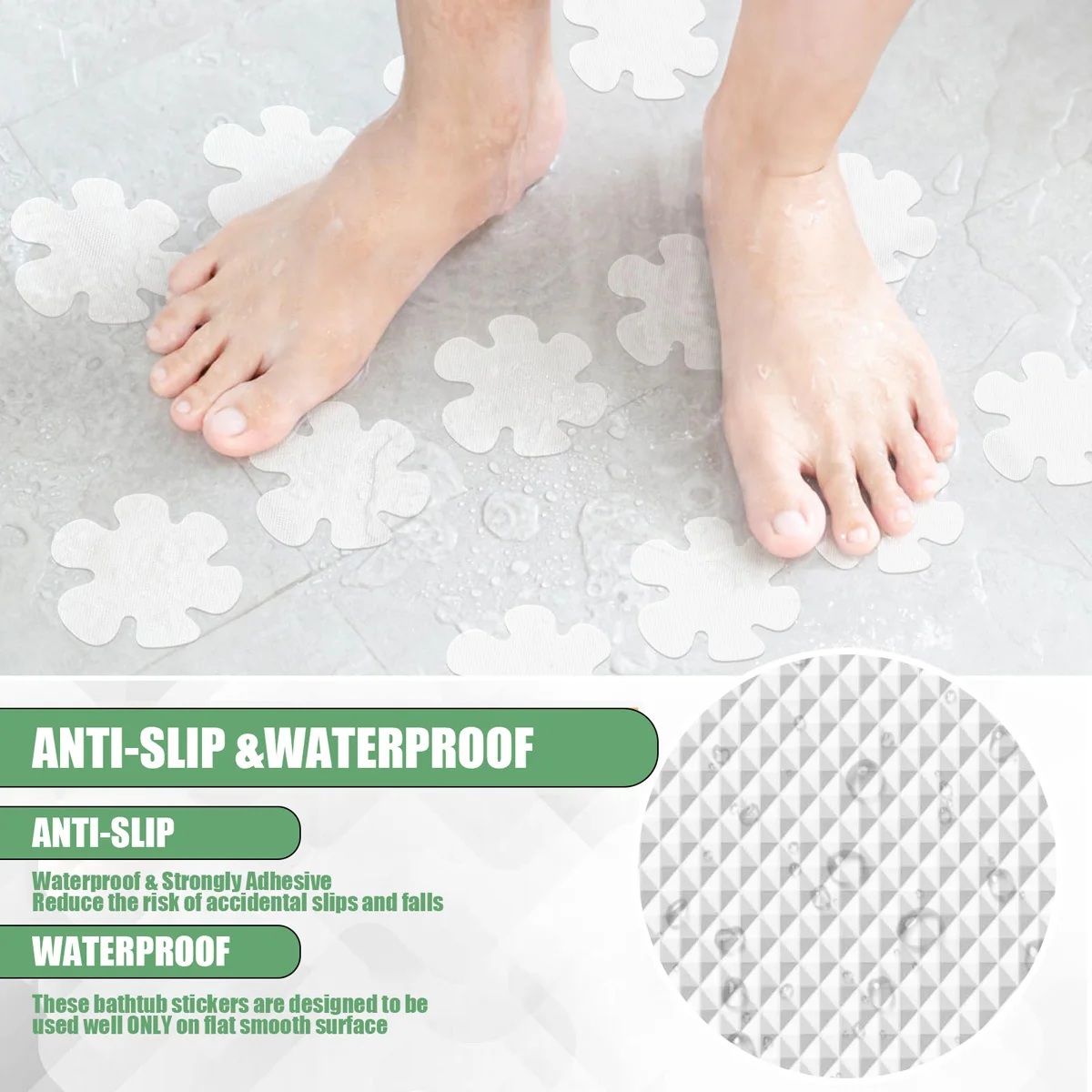 6/12/24/36 pcs Anti Slip Safety Strips Round/Flower/Snowflake Anti Skid Tape Stickers for Bathroom Bathtubs Shower Stairs Floor