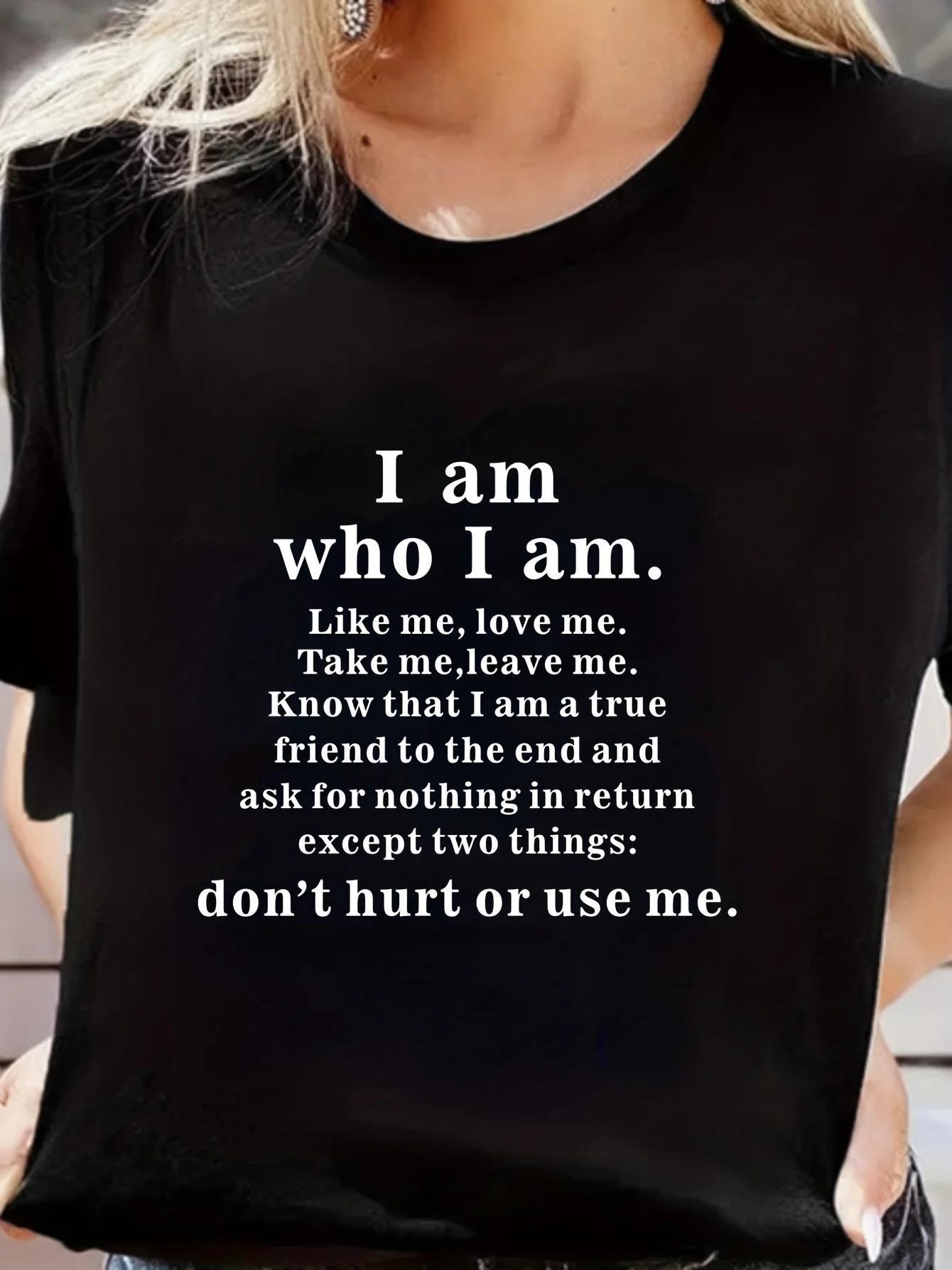 

"I Am Who I Am"" Women's Short Sleeve T-Shirt - Solid Loose Fit Crew Neck Active Comfort Tee"