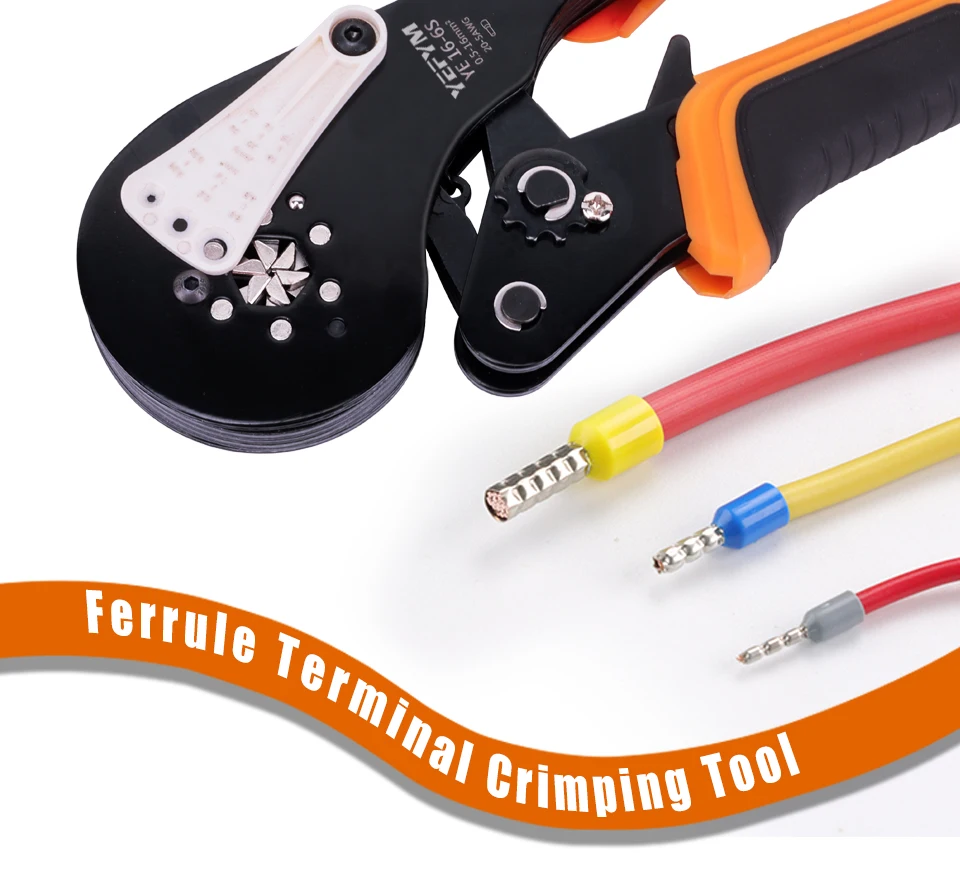 Aderendhülsen-Crimpzange YE 16-6S 0,5-16mm²/20-5AWG, Mini-Zange für Rohraderendhülsen, Praktisches Crimpwerkzeug mit Kabelschuhhalter – Detail 1