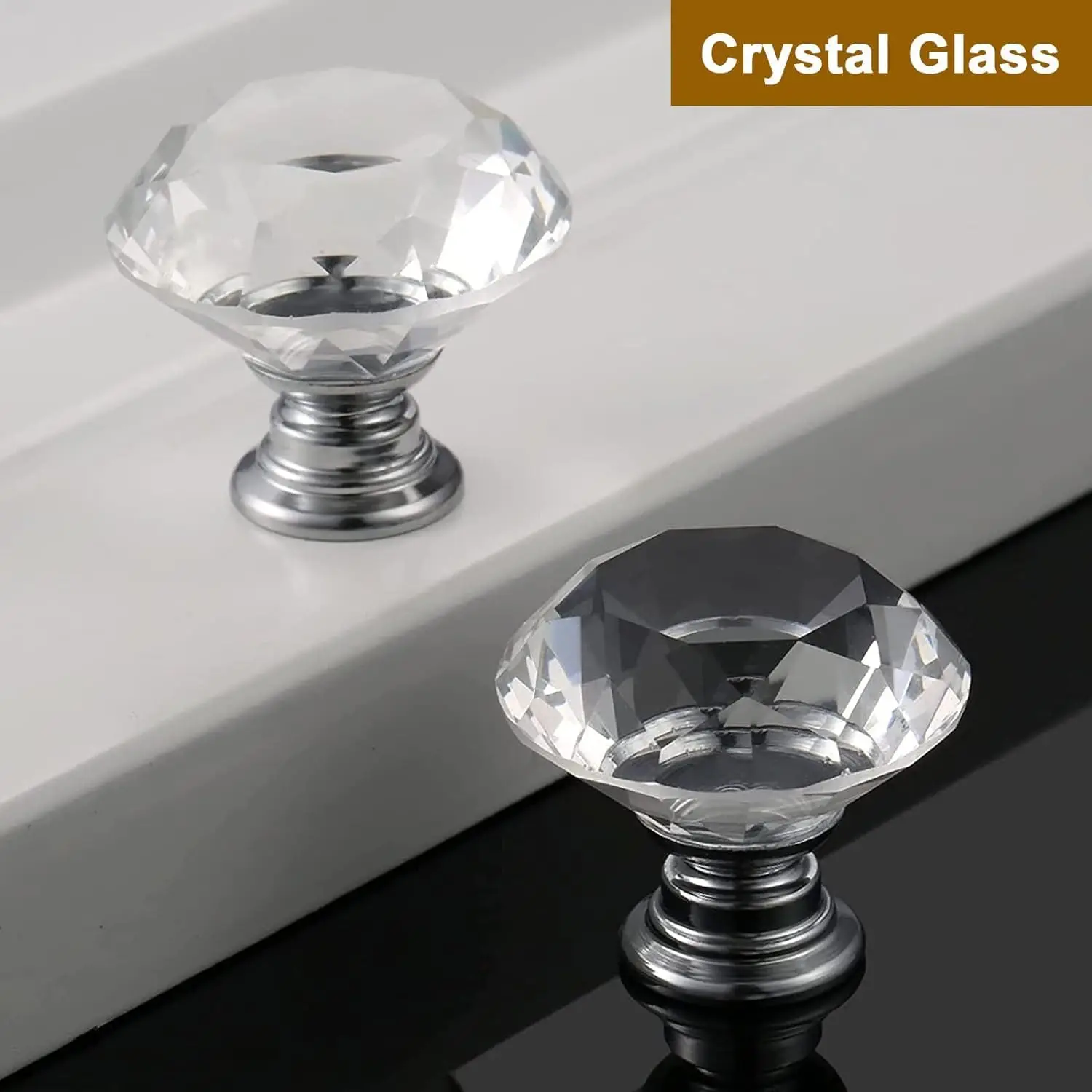 1PC 30mm Crystal Glass Knob Diamond Shape Pulls Clear Glass Drawer Handle for Closet Cabinet Kitchen Bathroom Cupboards Dresser - Image 6