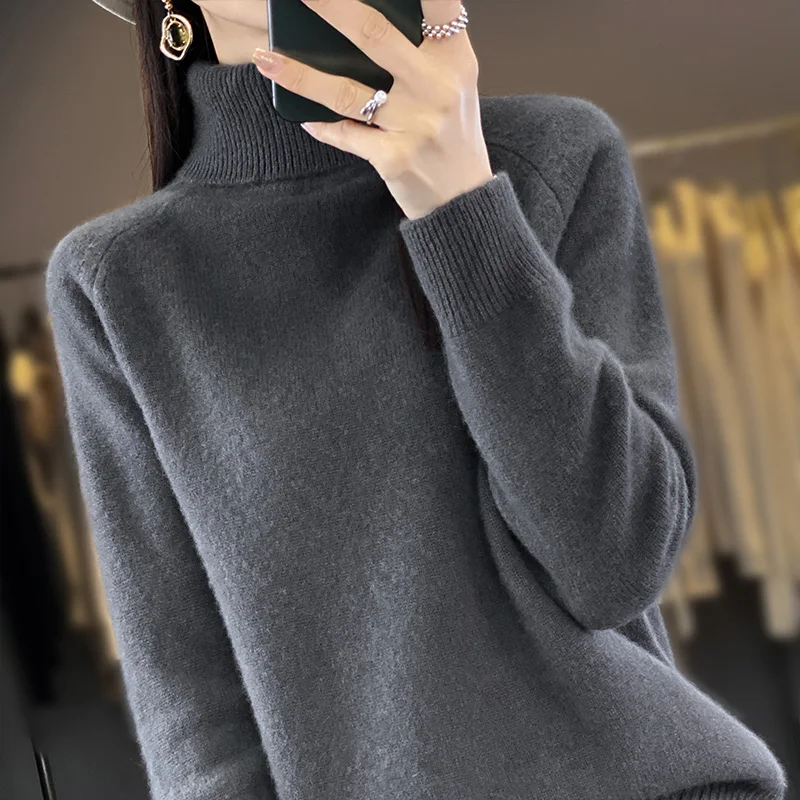 New Cashmere Sweater Women\'s Turtleneck Pullover Women\'s Fashion Cashmere Sweater Women\'s Thickened Knitted Sweater Long Sleeved