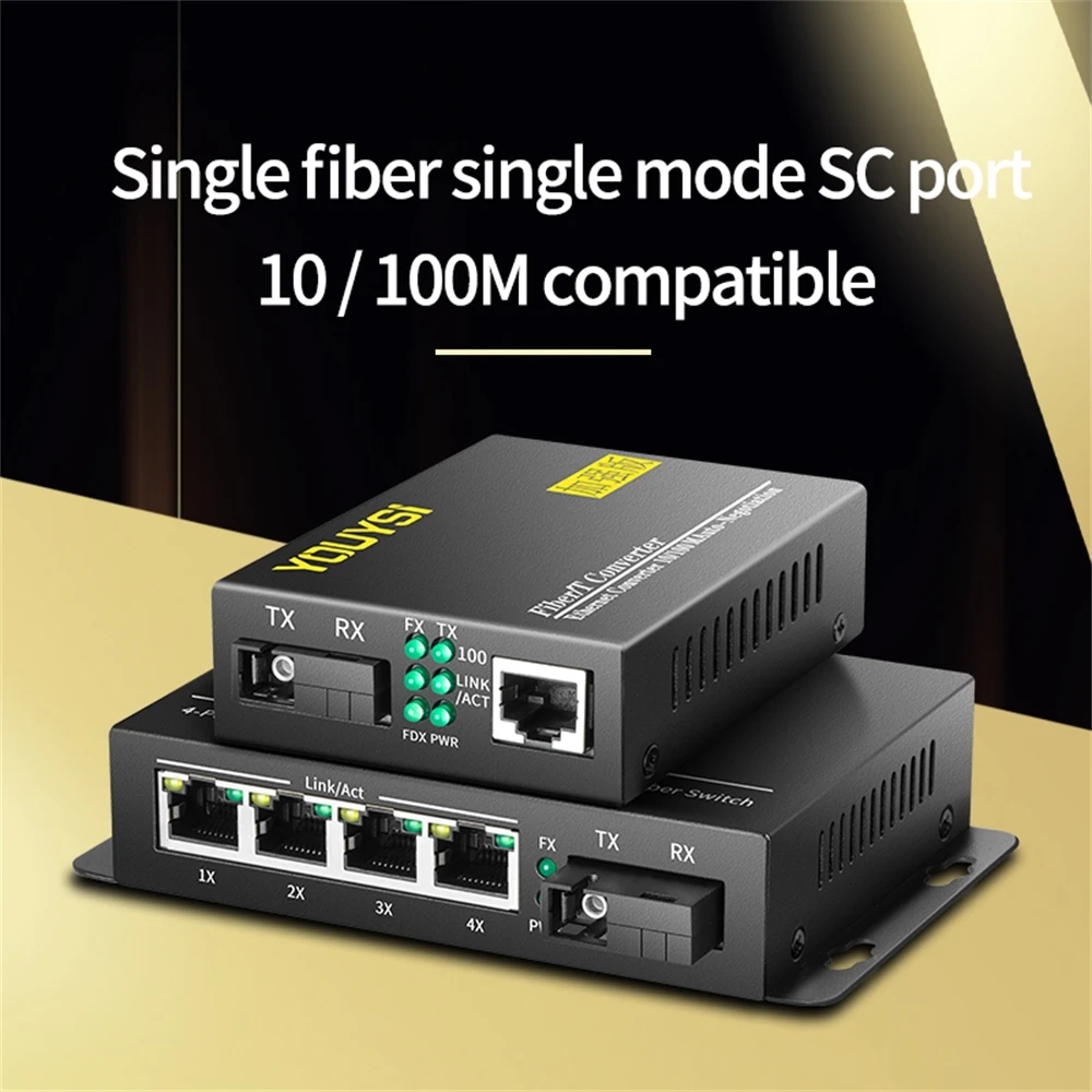 Convertisseur de XXL POE 1SC/4FE 10/100M 20KM, fibre optique monomode Transcsec SC