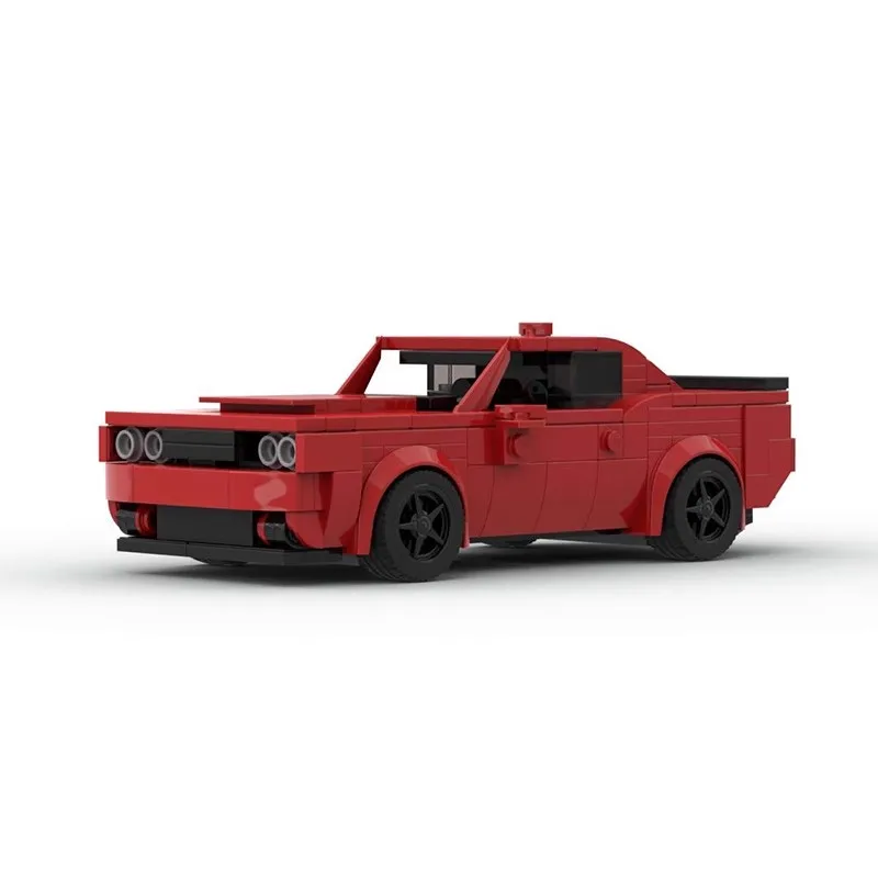 MOC Muscle Car Speed Champions Dodge Ram 1500 TRX With Vehicle Trailer Dodge Challenger Technical Truck Building Blocks Kid Toys