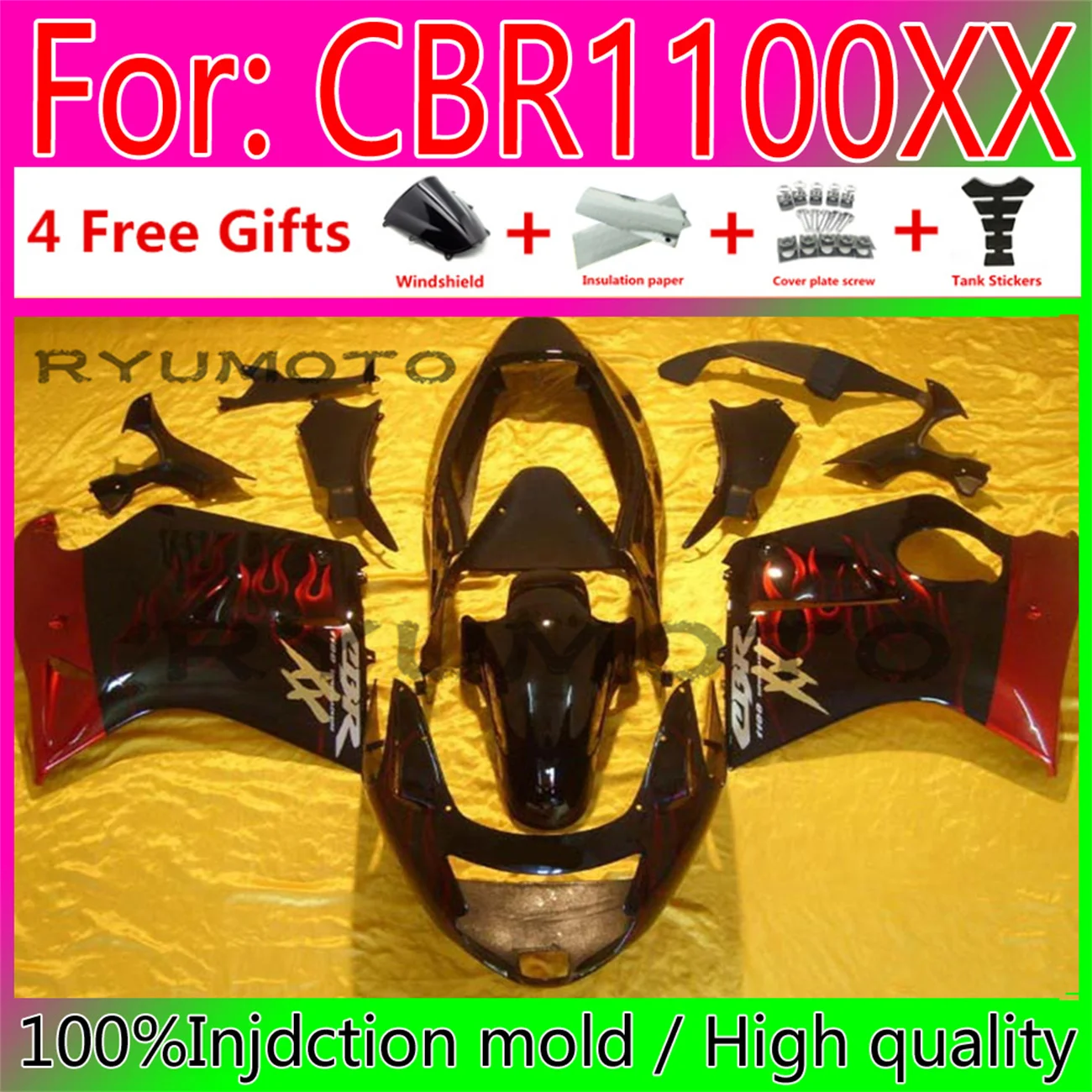 NEW Motorcycle Fairings for Honda Cbr1100XX CBR 1100 XX 1998 CBR1100 Bodywork 1996 - 2005 BLACKBIRD 1998 full fairing