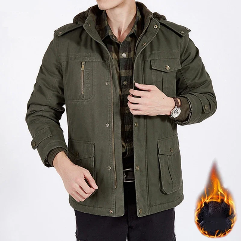 High Quality Winter Jacket Men Hooded Outwear Thick Warm Windbreaker Wool Liner Long Parka Coat Male Plus Size M-4XL Ropa Hombre