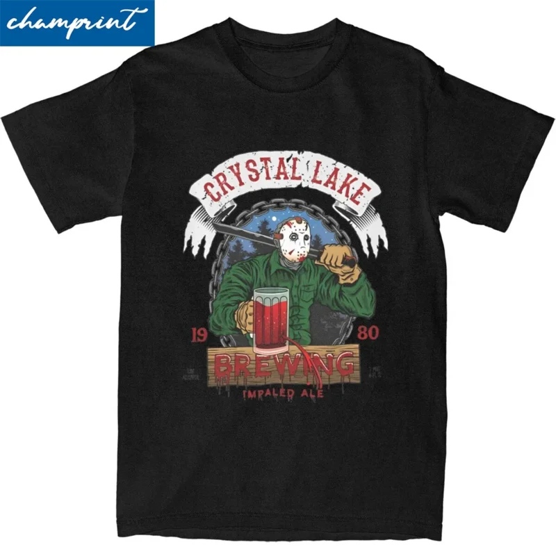 Vintage Jason Voorhees Impaled Ale T Shirt Men's Crewneck Short Sleeve Tops Cotton Summer Top Tee