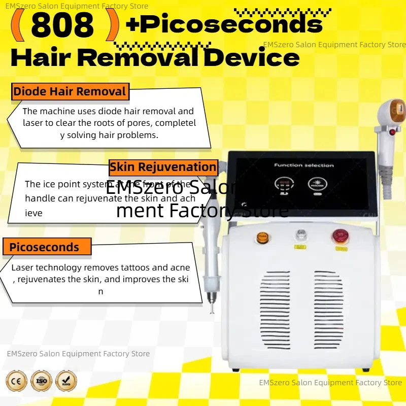 

2 in1 Diode and Picosecond 808NM Hair Removal Machine With 3 Wavelength Tattoo Removal Epilator Equipment 755nm 808nm 1064nm