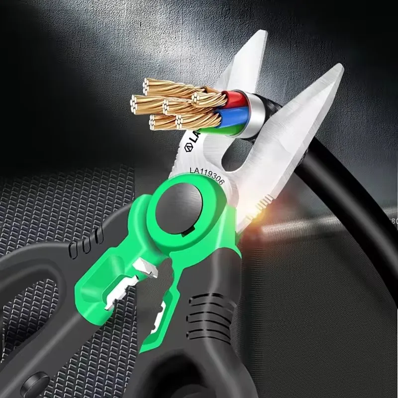 LAOA Electrician Scissors 6/7/8 Inch Wire Stripper Wire Cutter Crimpper Open Handle Stainless Shears Cable Cutting Crimping Tool