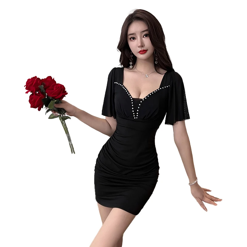 

Beautician Uniform Hotel Staff Dress Ladies Hot Spring Clothing Massage Overalls Waitress Low Neck Thin Sauna Clothes