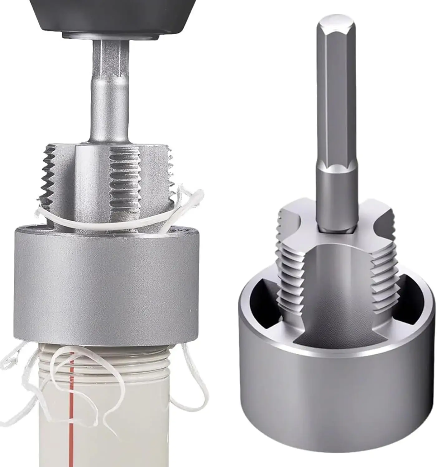 Integrated Internal & External Pipe Threading Tool (1/2'' & 3/4'' Dies)–Electric Drill Compatible Pipe Threader Plumbing Repair