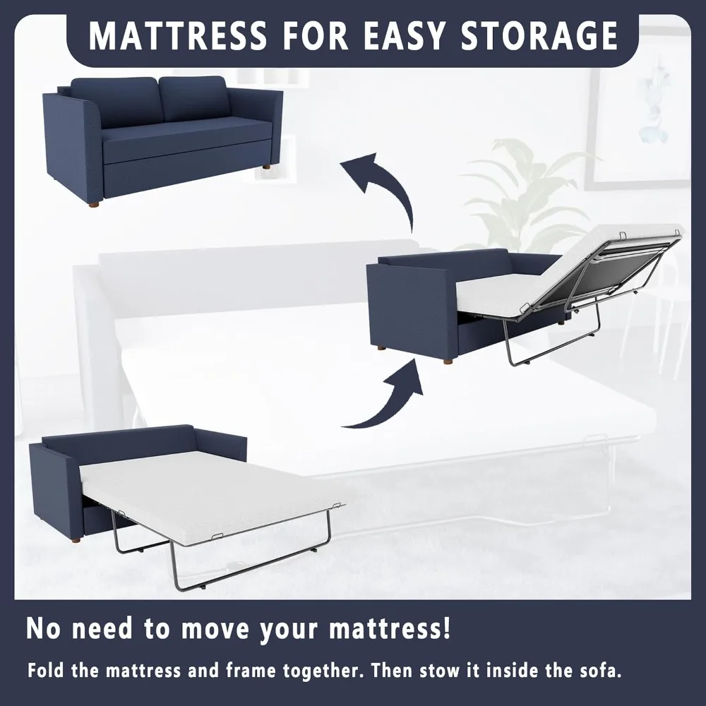 4 Inch Memory Foam Replacement Mattress for Sleeper Sofa and Couch Beds, Full Size, CertiPUR-US Certified, Washable Cover (Gener