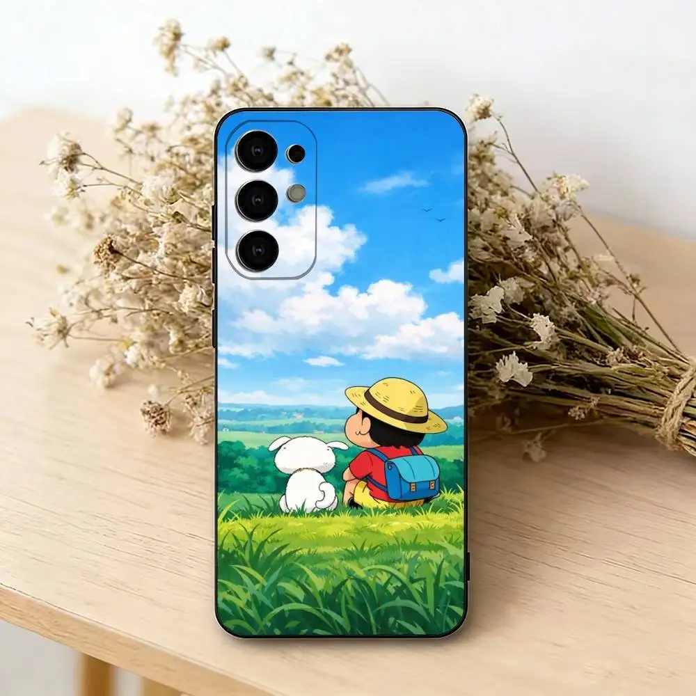 M- Shin-pc C-chan Crayon Cartoon Gift Phone Case Black Silicone Soft For Samsung S25,S24,S21,S22,S23,S30,Ultra,S20,Plus,Fe,Lite