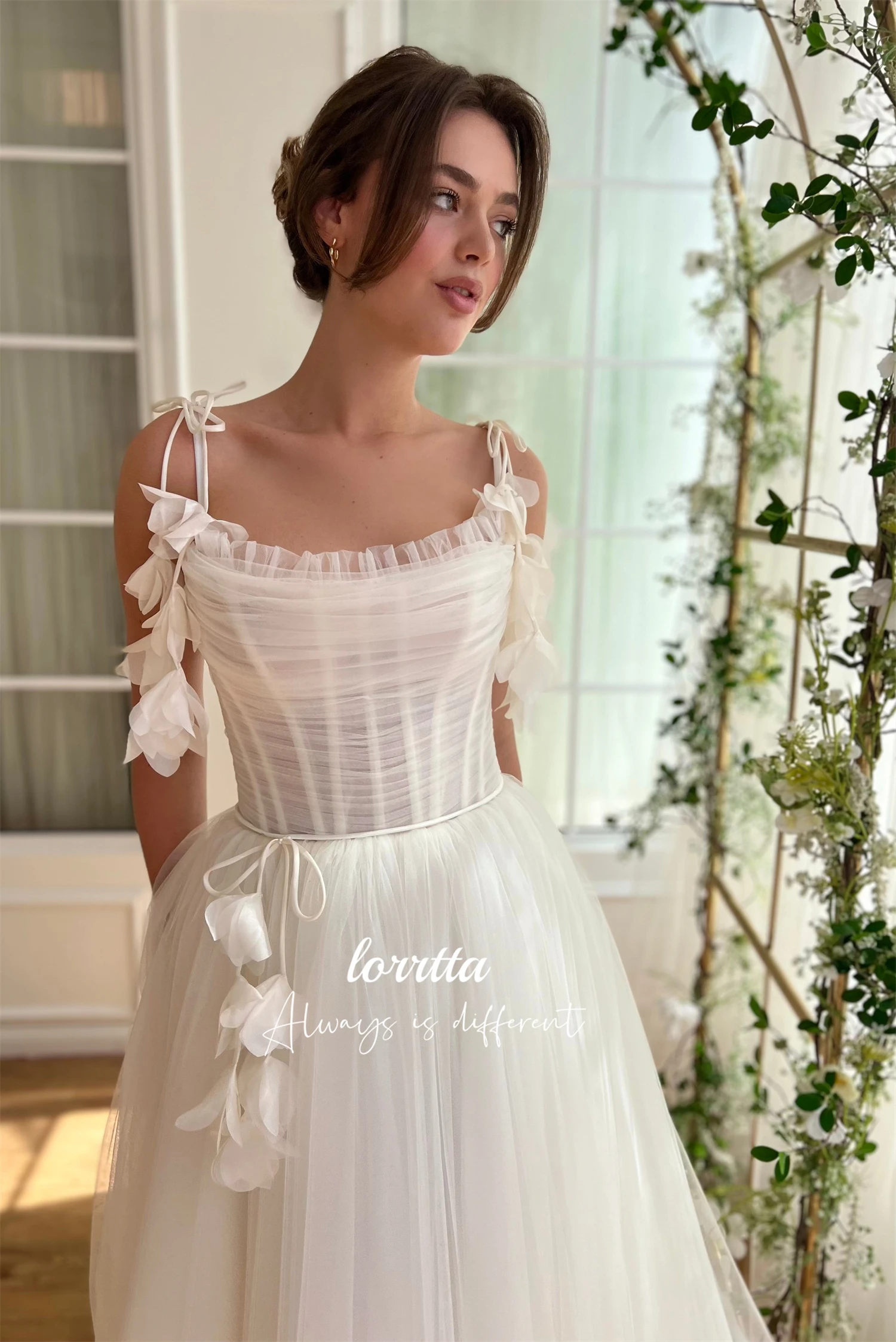 Lorrtta Wedding Party Dress Medium Length White Mesh Line A Elegant Short Dresses for Formal Occasions Luxury Evening Woman Prom