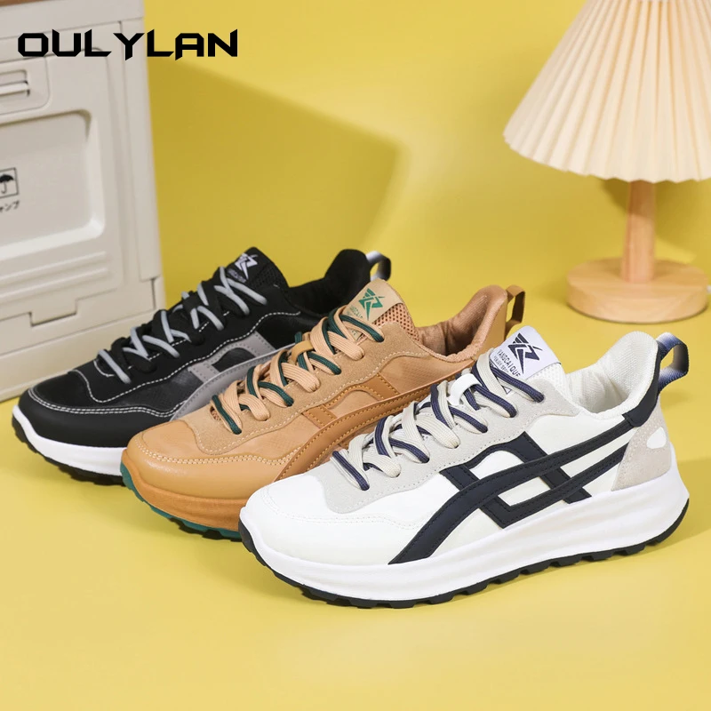 

Men's Thick Sole Breathable Casual Sports Fashion Sneakers Low Top Round Toe Flat Heel PU Mesh Upper EVA Sole All Season