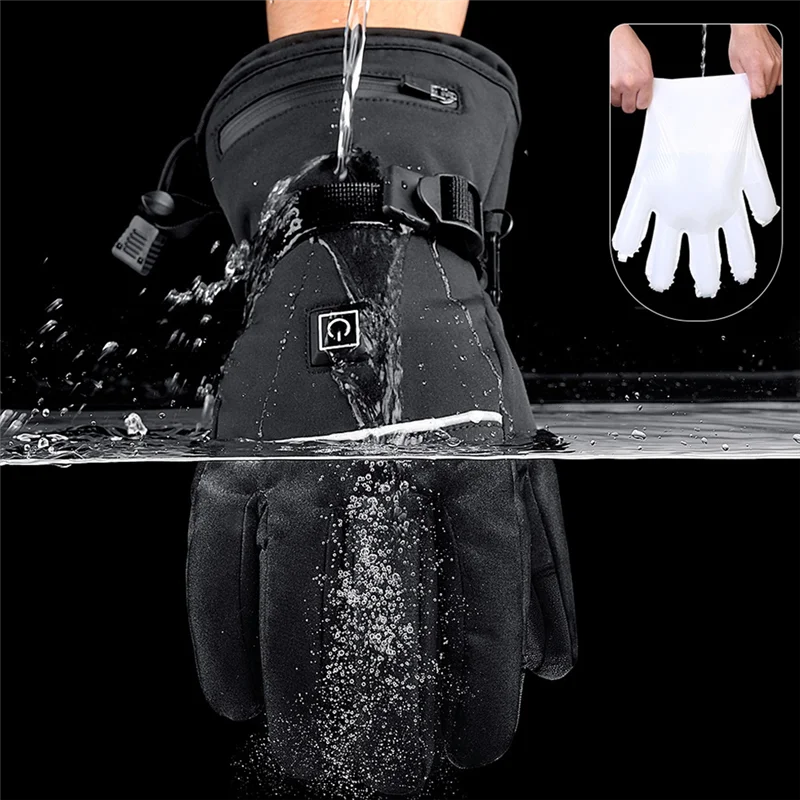 

Зимние умные перчатки с электрическим подогревом, ветрозащитные, теплые, водонепроницаемые, с сенсорным экраном, уличные велосипедные и лыжные перчатки