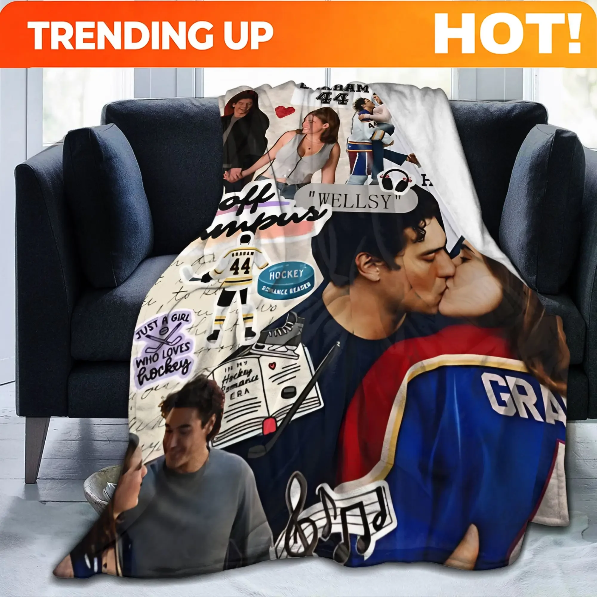Custom Off Campus Romance Wool Blanket Briar U Hockey Funny Throw Blankets For Sofa Bedding Lounge 125*100cm Quilt,