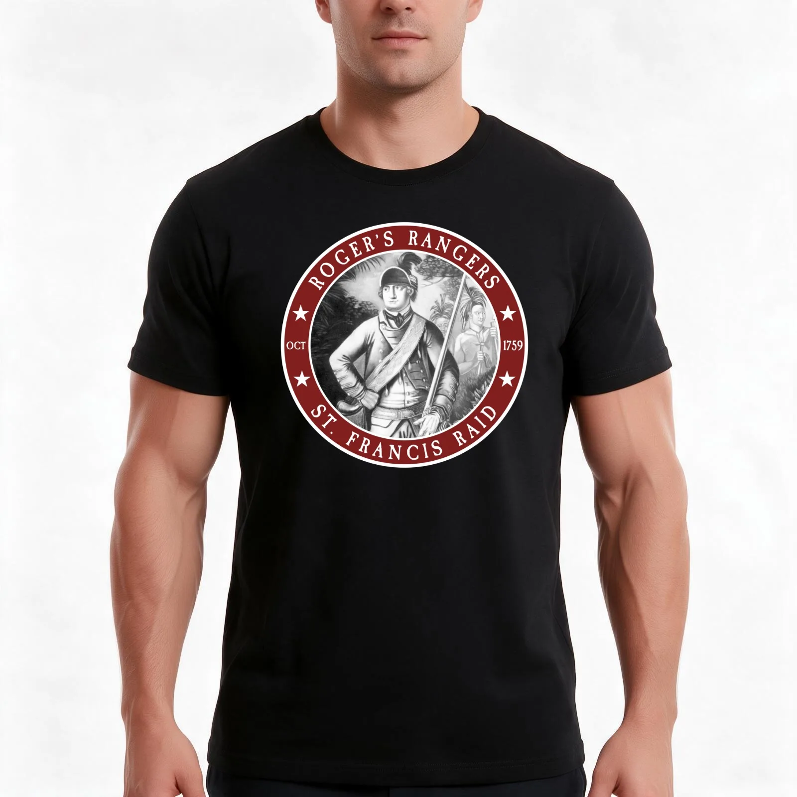 Roger's Rangers St. Francis Raid T-Shirt, Summer Casual Cotton Tee, Oversized Streetwear Tops, Vintage Graphic Print