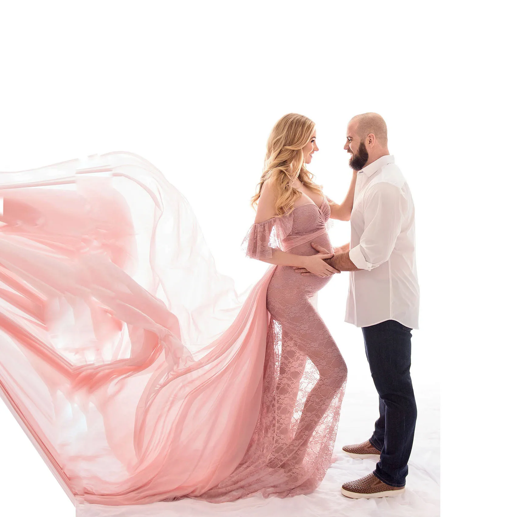 

Европейская и американская женская струящаяся накидка для беременных со шлейфом. Негабаритная накидка для беременных.