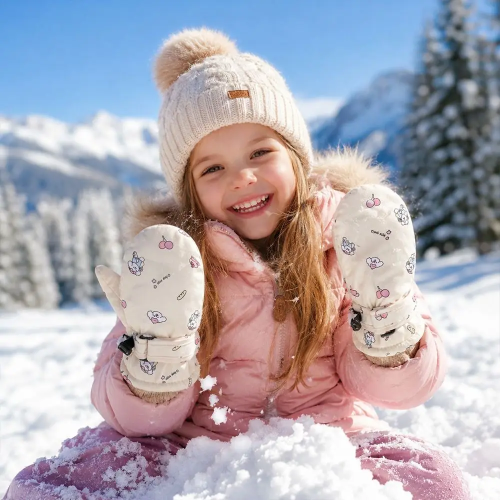Fashion Warm Children Ski Gloves Non-slip Windproof Snow Gloves Waterproof Thickened Winter Mittens Mountaineering