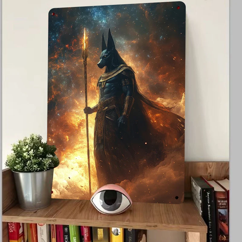 Ancient Egyptian Mythology Anubis God Metal Iron Painting Living Room Decorative Wall Art Home Art Hanging Ornament