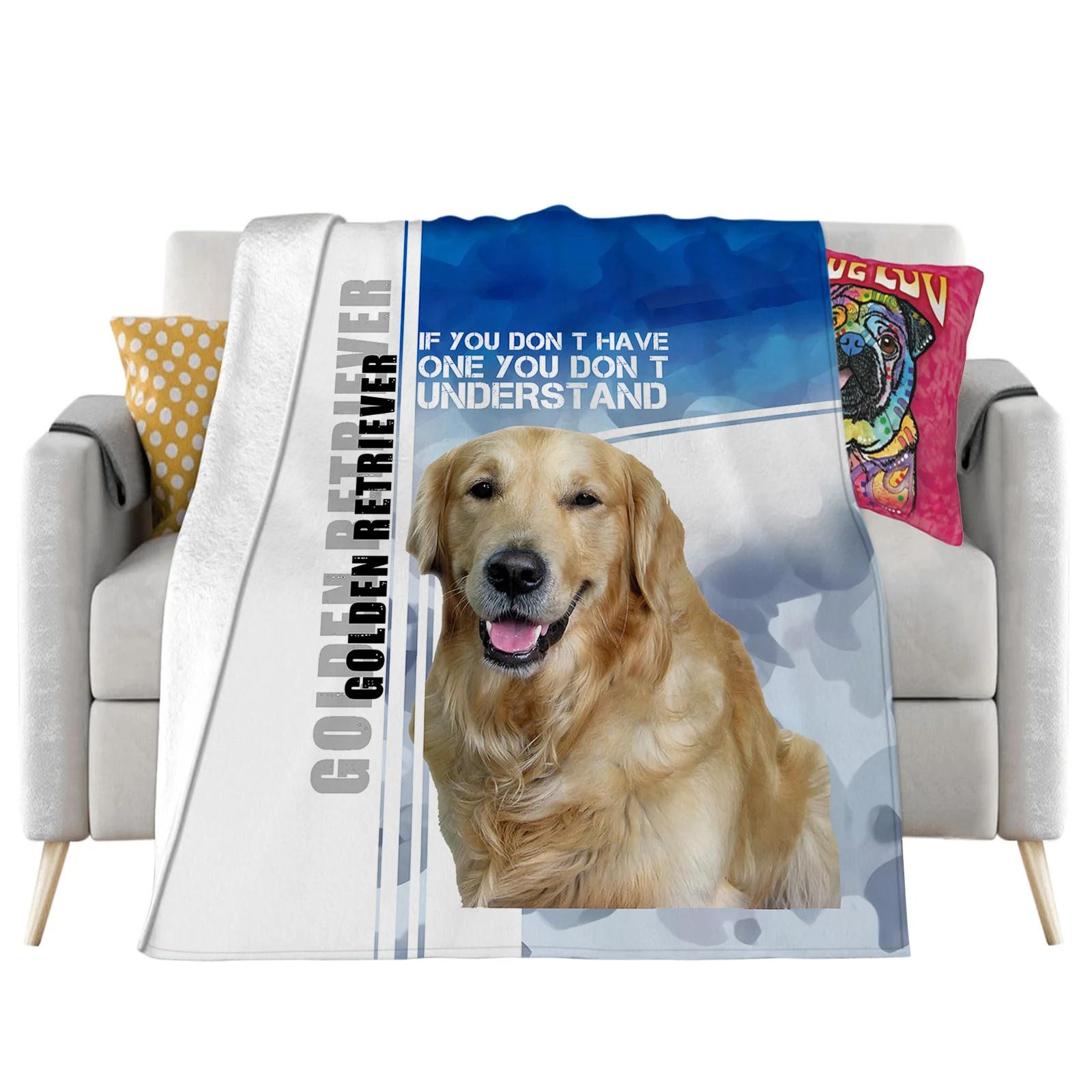 Golden Retriever Flannel Blankets Funny Dogs 3D Printed Throw Blanket Office Nap Travel Portable Quilts Dropshipping