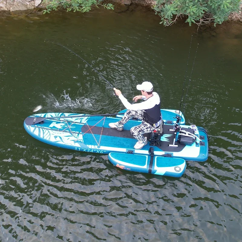 

Надувной складной каяк-плот для рыбалки с двумя платформами и аксессуарами для водных развлечений