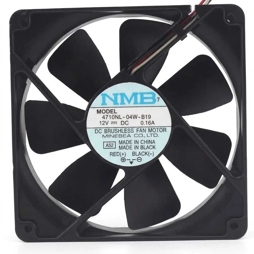 For NMB 4710NL-04W-B19 DC12V 0.16A 12CM 3-Wire Silent Cooling Fan