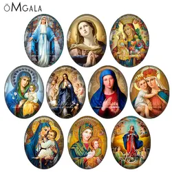 Retro Our Lady with Jesus Patterns Mix 13x18mm/18x25mm/30x40mm Oval photo glass cabochon demo flat back Making findings