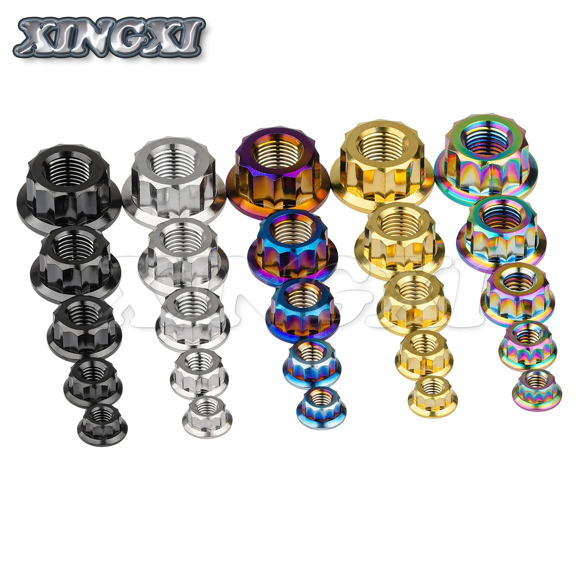 Xingxi Titanium Nut M5 M6 M8 M10 M12 For Motorcycle Modified Ducati Hexagonal Flange 12 Point Nut