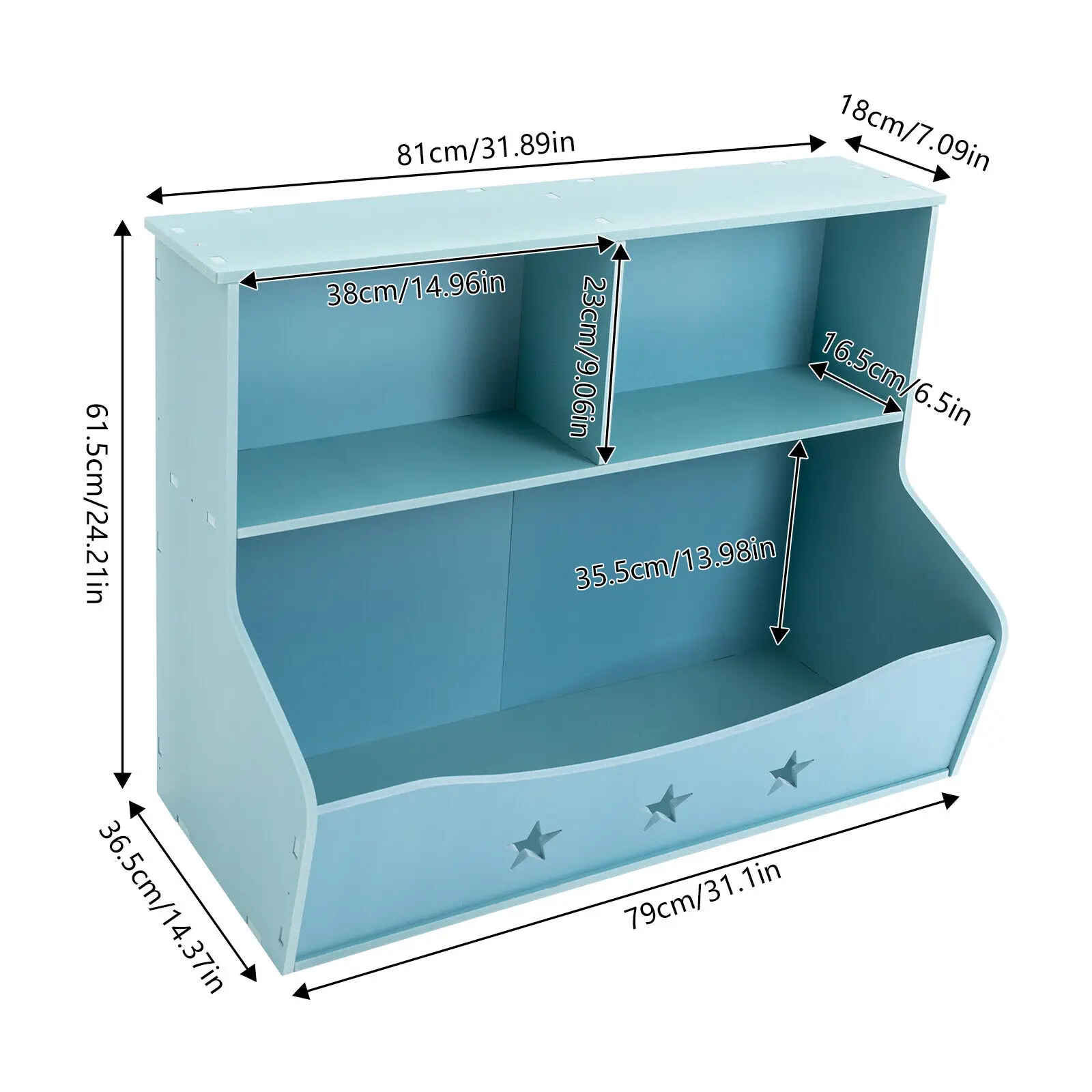 Children Room Toys Box Bookcase With Storage Cabinet Organizer 2-Tiers Bookshelf