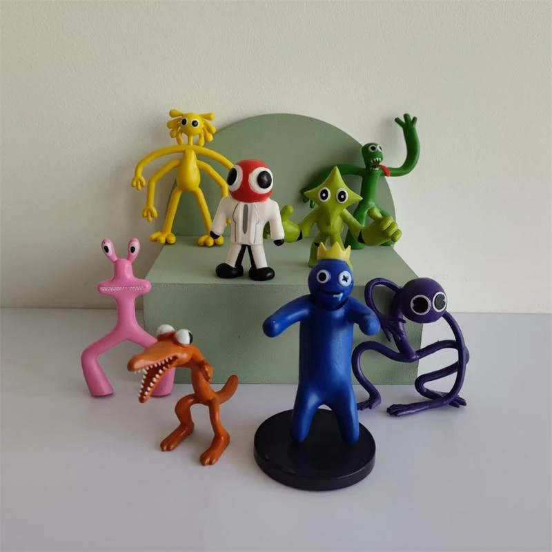 

1 Set Rainbow Friends Anime Figure Cartoon Model Game Character Pink Blue Monster Statue Cake Ornaments Toys