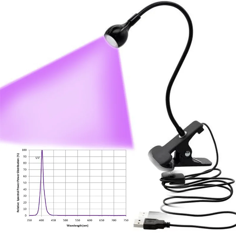 LED Ultraviolet Light Nail Drying Lamp USB LED Table Lamps Flexible Bright Led UV Gel Curing Nails Art for Cash Medical Detector view 2