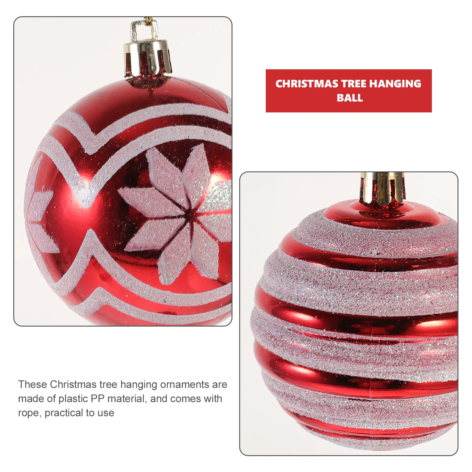 

24Pcs Christmas Tree Hanging Balls Traditional Xmas Ball Ornaments Lightweight Decorative Hanging Balls for Xmas Party Decor