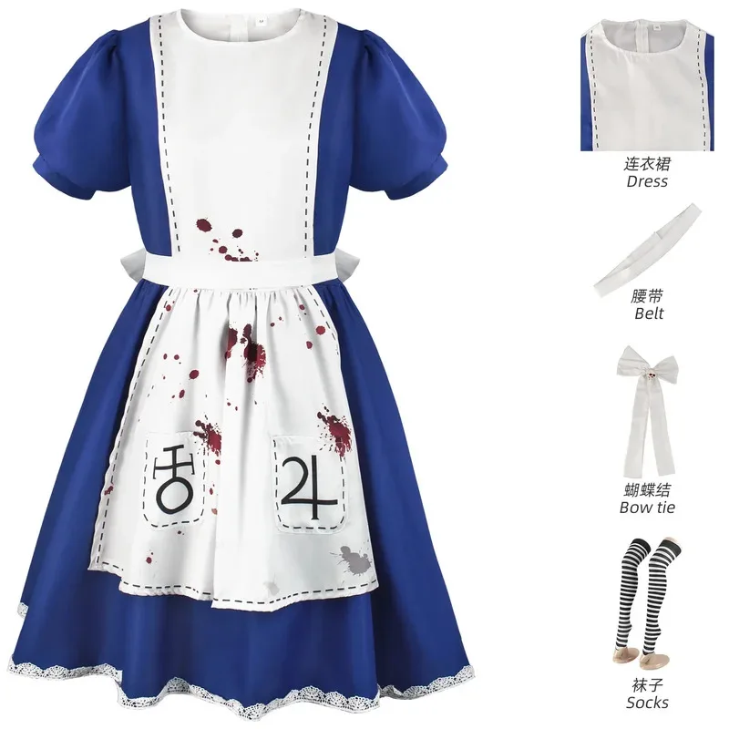 فستان جديد لعام 2025 من Anime Maid Apron لعبة الجنون يعود أليس أزياء تنكرية للنساء والفتيات Ha ★ ❤ ♡ ★