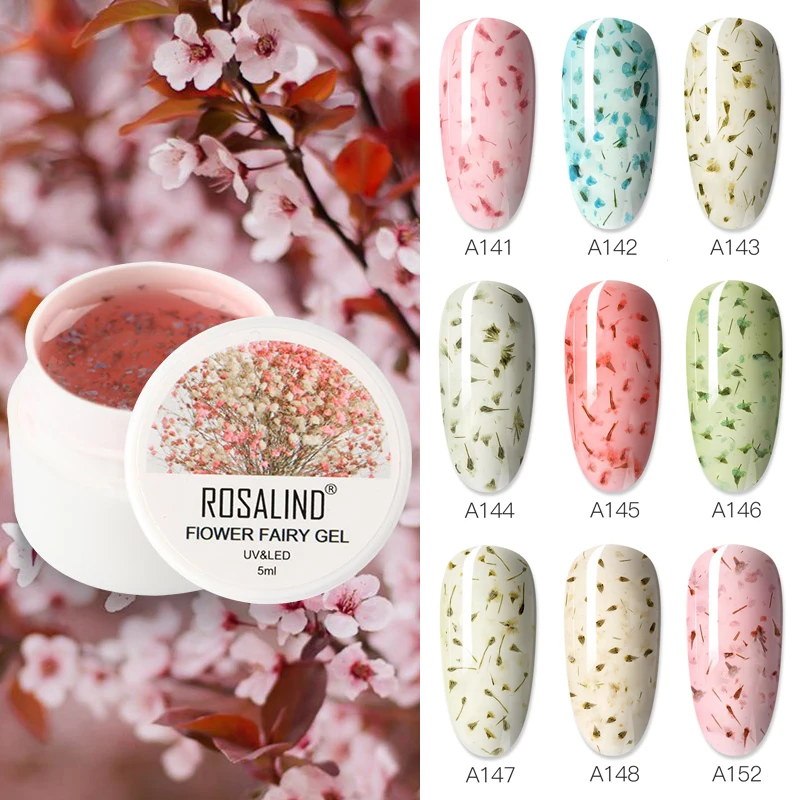 ROSALIND Enamel Semi Permanent Gel Nail Polish Hybrid Varnish Art Decoration Dried Flower Nail Glue Fashion Soak Off Base Top